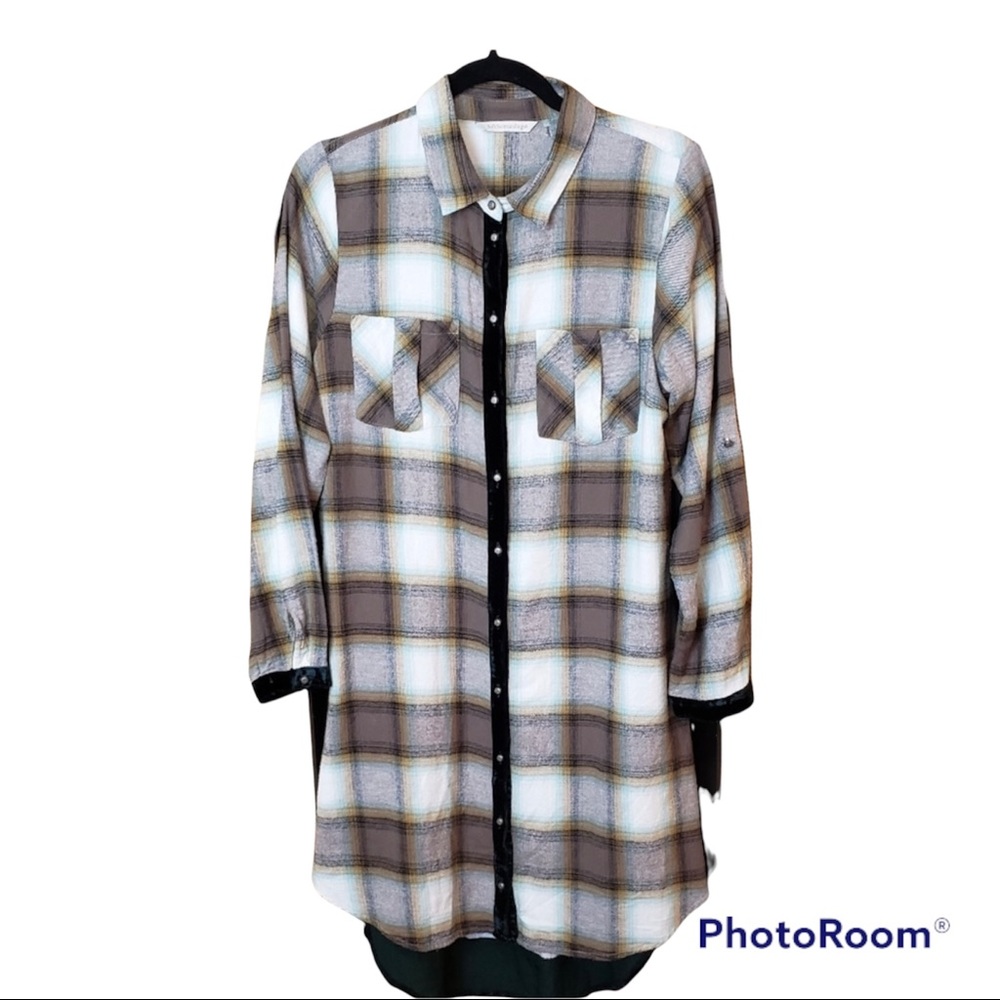 Soft Surroundings Saxon Plaid Tunic Shirt Dress